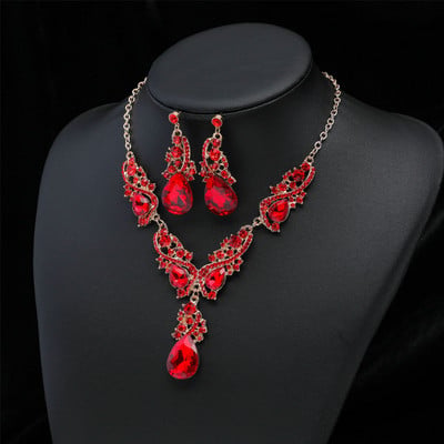 KMVEXO Fashion Seturi de bijuterii de nuntă de bal cu cristale multiple pentru femei Accesorii Colier de păun Cercei Seturi de bijuterii de mireasă