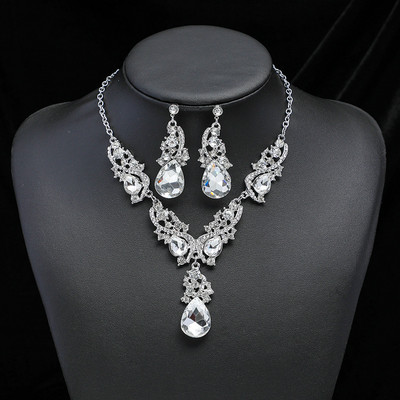 KMVEXO Fashion Seturi de bijuterii de nuntă de bal cu cristale multiple pentru femei Accesorii Colier de păun Cercei Seturi de bijuterii de mireasă