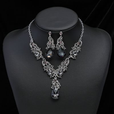 KMVEXO Fashion Seturi de bijuterii de nuntă de bal cu cristale multiple pentru femei Accesorii Colier de păun Cercei Seturi de bijuterii de mireasă