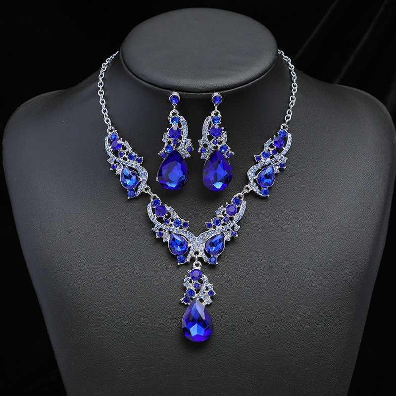 KMVEXO Fashion Seturi de bijuterii de nuntă de bal cu cristale multiple pentru femei Accesorii Colier de păun Cercei Seturi de bijuterii de mireasă