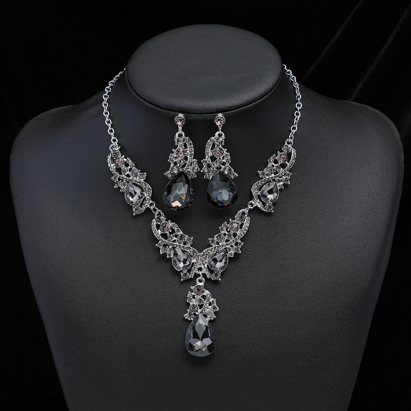 KMVEXO Fashion Seturi de bijuterii de nuntă de bal cu cristale multiple pentru femei Accesorii Colier de păun Cercei Seturi de bijuterii de mireasă