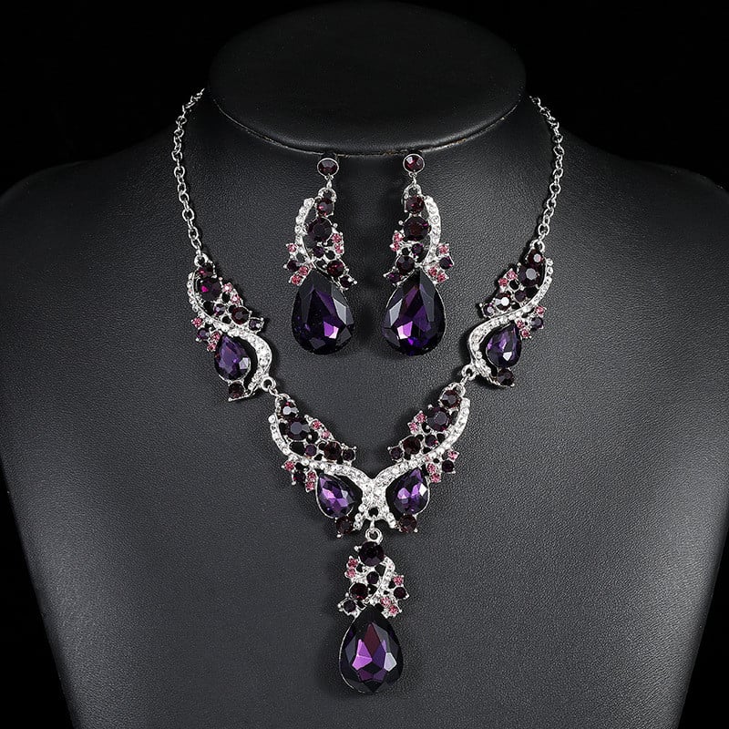 KMVEXO Fashion Seturi de bijuterii de nuntă de bal cu cristale multiple pentru femei Accesorii Colier de păun Cercei Seturi de bijuterii de mireasă