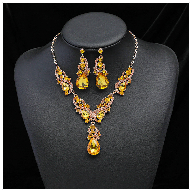 KMVEXO Fashion Seturi de bijuterii de nuntă de bal cu cristale multiple pentru femei Accesorii Colier de păun Cercei Seturi de bijuterii de mireasă