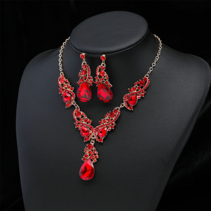 KMVEXO Fashion Seturi de bijuterii de nuntă de bal cu cristale multiple pentru femei Accesorii Colier de păun Cercei Seturi de bijuterii de mireasă