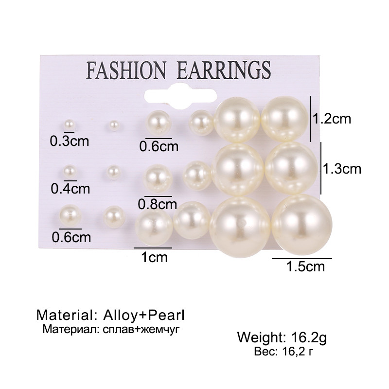 IPARAM 2021 m. mados didelių perlų auskarų rinkinys Korėjos juodai baltas smėlio spalvos perlų auskarų pareiškimas Moterų vestuvių papuošalai Dovanos