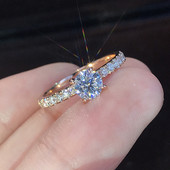 2022 Inele de logodnă cu cristal de zircon cu design la modă cu gheare pentru femei, bijuterii de nuntă pentru femei, accesorii, cadou, inele de modă pentru femei