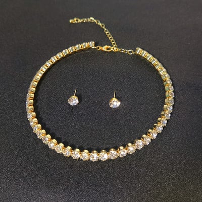 TREAZY kör kristály menyasszonyi ékszer szettek ezüst színű afrikai gyöngyök strassz esküvői nyaklánc fülbevaló karkötő készlet nőknek