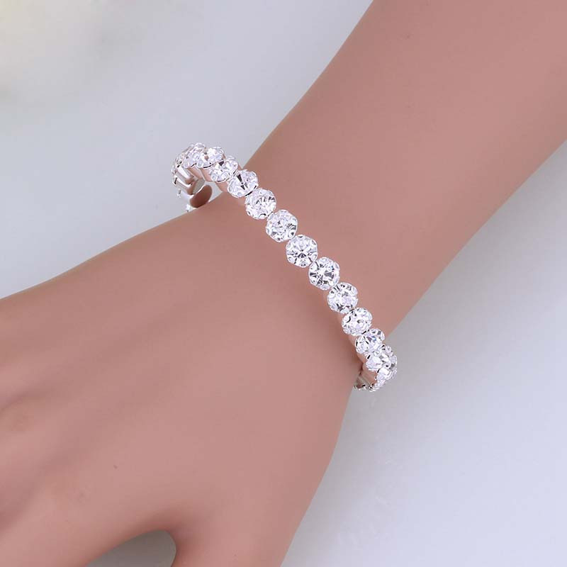 TREAZY kör kristály menyasszonyi ékszer szettek ezüst színű afrikai gyöngyök strassz esküvői nyaklánc fülbevaló karkötő készlet nőknek