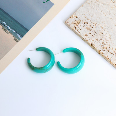 AENSOA nauji korėjiečių auskarai moterims žalios spalvos akrilo apvalūs kvadratiniai geometriniai kabantys auskarai Brincos 2021 m. mada