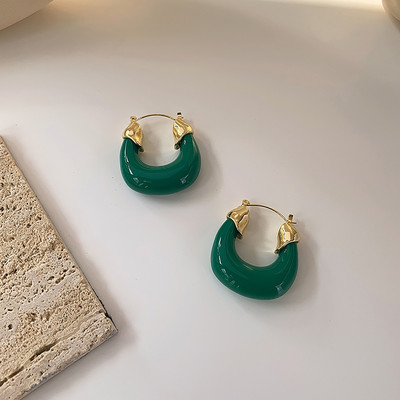 AENSOA nauji korėjiečių auskarai moterims žalios spalvos akrilo apvalūs kvadratiniai geometriniai kabantys auskarai Brincos 2021 m. mada