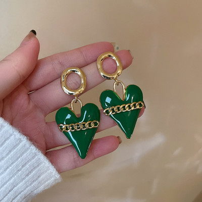 AENSOA nauji korėjiečių auskarai moterims žalios spalvos akrilo apvalūs kvadratiniai geometriniai kabantys auskarai Brincos 2021 m. mada