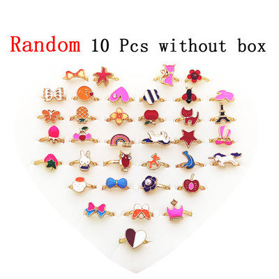 10PCS/Lot Vruća rasprodaja Dječje prstenje sa slatkim crtanim filmovima Cvjetni set prstenova u obliku životinje Nakit za prste Kreativni dodaci Darovi za djevojčice