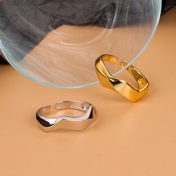 LIVVY Ασημί Χρώμα Απλά ακανόνιστα γεωμετρικά λεία ρυθμιζόμενα δαχτυλίδια για γυναίκες Νέα μόδα χειροποίητα κοσμήματα για πάρτι