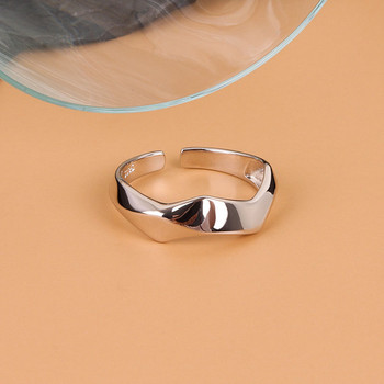 LIVVY Ασημί Χρώμα Απλά ακανόνιστα γεωμετρικά λεία ρυθμιζόμενα δαχτυλίδια για γυναίκες Νέα μόδα χειροποίητα κοσμήματα για πάρτι
