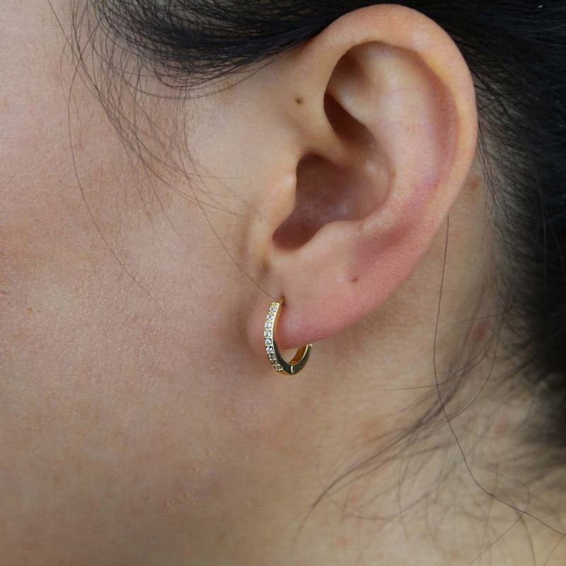 2023 m. Nauji minimalistiniai maži CZ žiediniai auskarai moterims Vyriški kubiniai cirkonio auskarai, paauksuoti mieli papuošalai, 5–13 mm