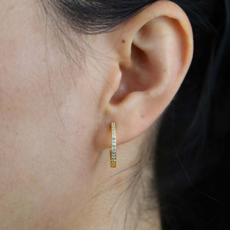 2023 m. Nauji minimalistiniai maži CZ žiediniai auskarai moterims Vyriški kubiniai cirkonio auskarai, paauksuoti mieli papuošalai, 5–13 mm