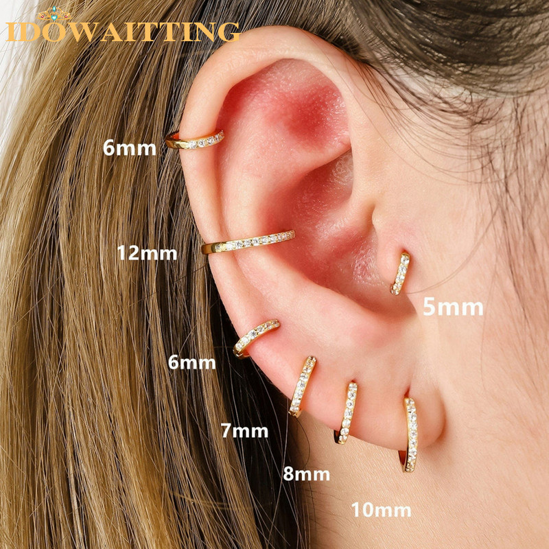 2023 m. Nauji minimalistiniai maži CZ žiediniai auskarai moterims Vyriški kubiniai cirkonio auskarai, paauksuoti mieli papuošalai, 5–13 mm