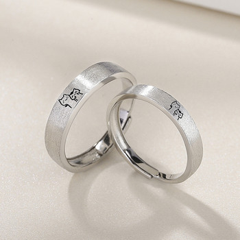 1 Pair Kitten Couple Rings Cute Sliver Cat ανοιχτό δαχτυλίδι για γυναίκες Ανδρικά ρυθμιζόμενα δαχτυλίδια στα δάχτυλα Romantic Lovers Anniversary Jewelry
