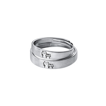1 Pair Kitten Couple Rings Cute Sliver Cat ανοιχτό δαχτυλίδι για γυναίκες Ανδρικά ρυθμιζόμενα δαχτυλίδια στα δάχτυλα Romantic Lovers Anniversary Jewelry