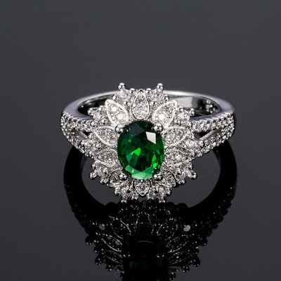 CAOSHI Inele de lux de damă pentru petrecere, verde strălucitor, cristal în formă de para, doamnă nobilă, accesorii în stil vintage, cadou superb