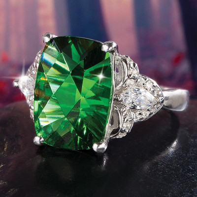 CAOSHI Inele de lux de damă pentru petrecere, verde strălucitor, cristal în formă de para, doamnă nobilă, accesorii în stil vintage, cadou superb