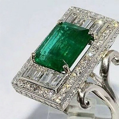 CAOSHI Inele de lux de damă pentru petrecere, verde strălucitor, cristal în formă de para, doamnă nobilă, accesorii în stil vintage, cadou superb