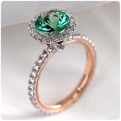 CAOSHI Inele de lux de damă pentru petrecere, verde strălucitor, cristal în formă de para, doamnă nobilă, accesorii în stil vintage, cadou superb