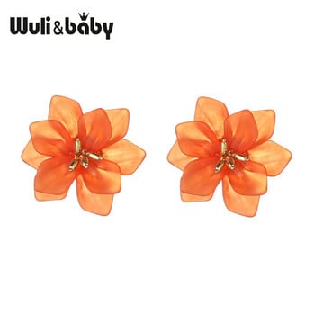 Wuli & baby Hyperbole Flower Earrings Дамски акрилни големи бели оранжеви зелени обеци с цветя Празнични обеци