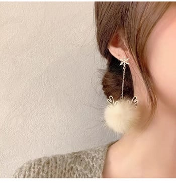 Snowflake Antler Hair Ball Earrings New Style 2021 Υψηλής ποιότητας Χριστουγεννιάτικο Δώρο Φθινοπώρου και Χειμώνα Κοσμήματα αυτιών Χονδρική