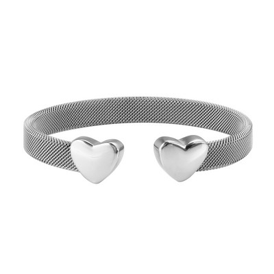 Narukvice u obliku srca, mrežaste manžete, podesiva narukvica s otvaranjem, mrežasto prstenje u obliku srca, ljubavi, mrežasti prstenovi za žene, muškarce, ljubavne parove, vjenčanje, trendi set nakita