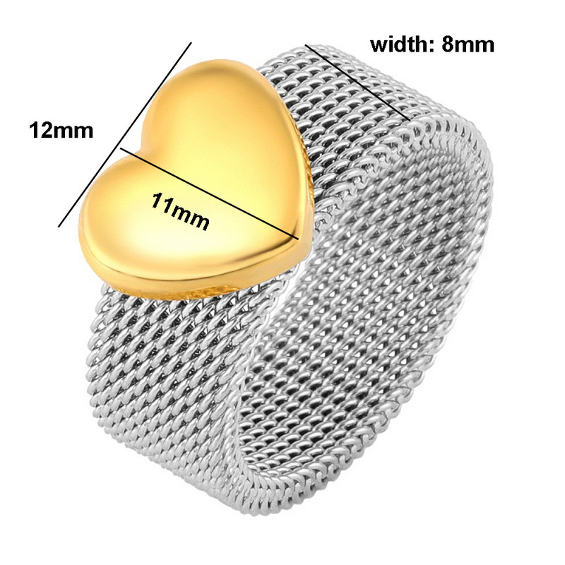 Narukvice u obliku srca, mrežaste manžete, podesiva narukvica s otvaranjem, mrežasto prstenje u obliku srca, ljubavi, mrežasti prstenovi za žene, muškarce, ljubavne parove, vjenčanje, trendi set nakita