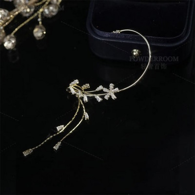 Blizgantis cirkonio drugelis ausų rankogaliai aukso spalvos kutų segtukas ant auskarų moterims korėjietiško stiliaus varinis auskaras be auskarų vėrimo papuošalai