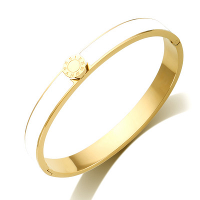 JINHUI Emajlirani set prstenova od nehrđajućeg čelika za žene Okrugla narukvica s rimskim brojevima Pozlaćeni Trend Novi narukvice Set nakita