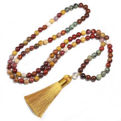 YMORL 8mm természetes mahagóg obszidián kő és mookai karkötő női férfi nyaklánc készletek meditáció 108 mala gyöngy ékszer