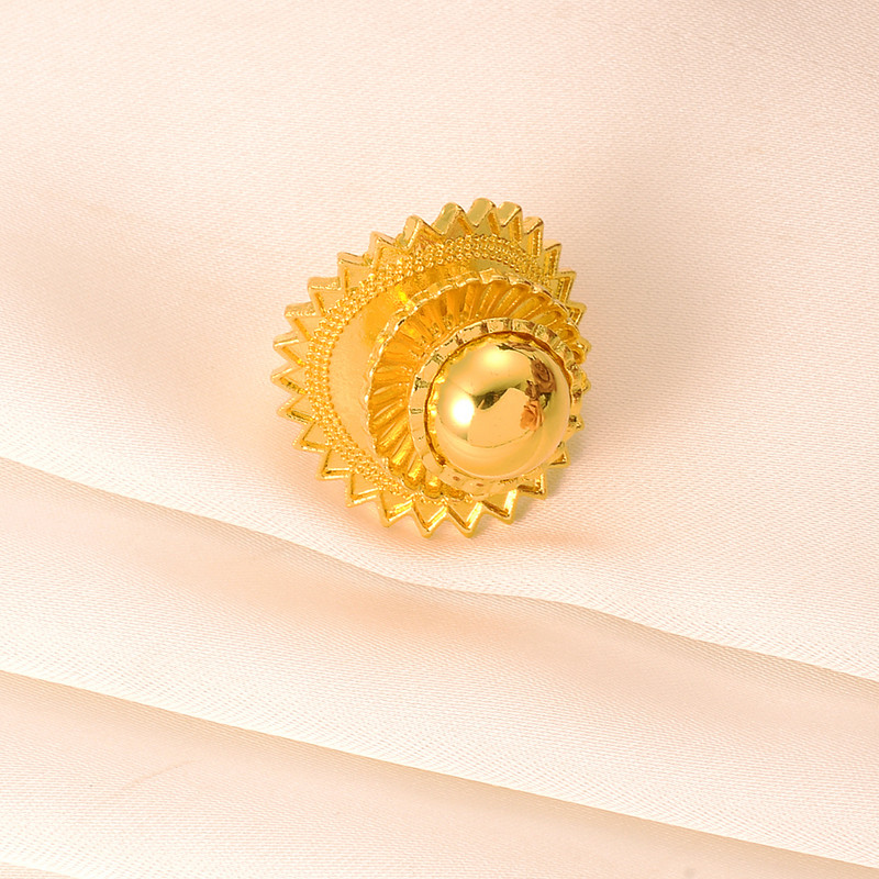 Paauksuoti madingi Etiopijos didelio dydžio auskarai / 2 vnt. pakabukų / žiedų papuošalų rinkiniai aukso spalvos lėkštė Afrikos nuotakos vestuvių Eritrėjos dovanos