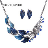 ADOLPH Bijuterii pentru femei Accesorii de lux Din aliaj de temperament Cristal Coadă de păun Set de bijuterii Colier și cercei 2021 Nou