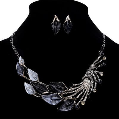 ADOLPH Bijuterii pentru femei Accesorii de lux Din aliaj de temperament Cristal Coadă de păun Set de bijuterii Colier și cercei 2021 Nou