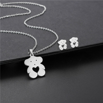 Modni privjesak u obliku srca i križa od nehrđajućeg čelika, ogrlica i naušnice, šuplja Chian ogrlica, komplet nakita za žene, dodaci, poklon