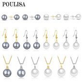 Poulisa kerek Gary arany színű fehér gyöngysoros gyöngy fülbevaló nőknek Esküvői Bohemia medálok és nyaklánc csepp karikák ajándékok