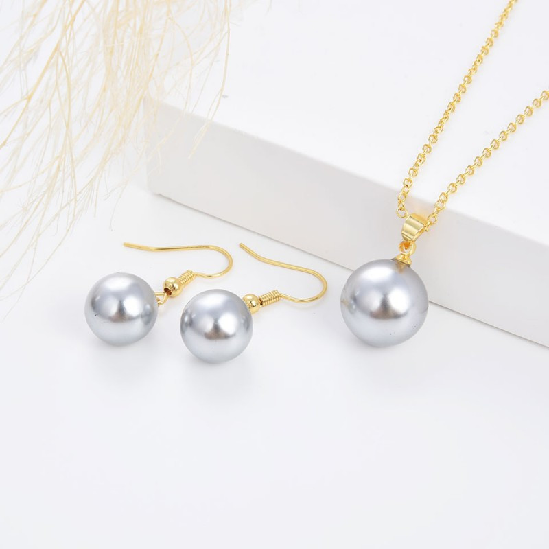 Poulisa kerek Gary arany színű fehér gyöngysoros gyöngy fülbevaló nőknek Esküvői Bohemia medálok és nyaklánc csepp karikák ajándékok