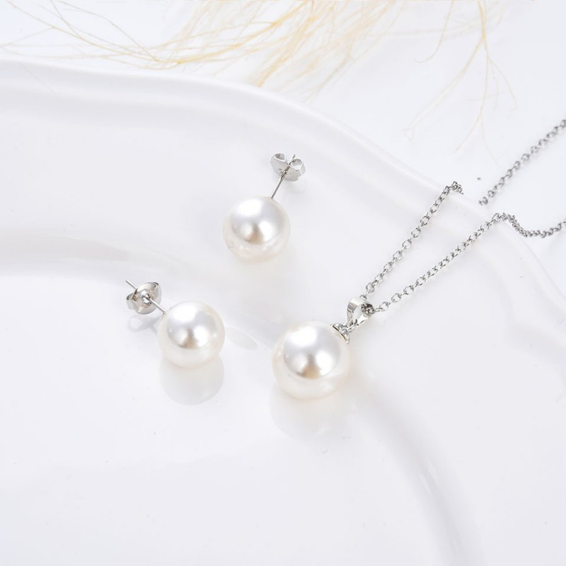 Poulisa kerek Gary arany színű fehér gyöngysoros gyöngy fülbevaló nőknek Esküvői Bohemia medálok és nyaklánc csepp karikák ajándékok