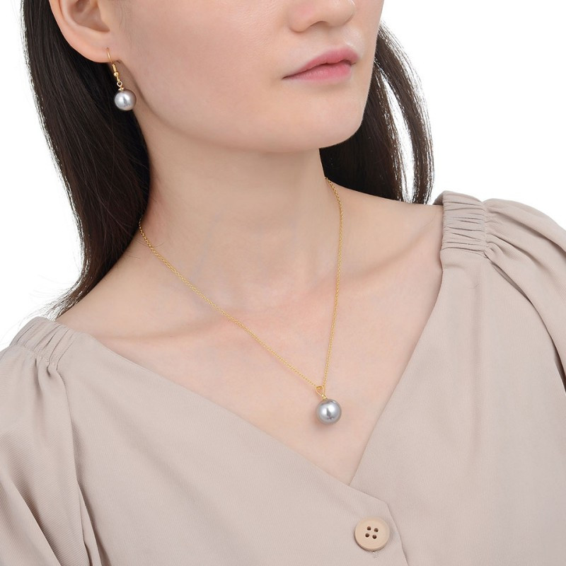 Poulisa kerek Gary arany színű fehér gyöngysoros gyöngy fülbevaló nőknek Esküvői Bohemia medálok és nyaklánc csepp karikák ajándékok