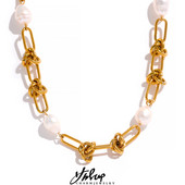 Yhpup modni trendi prirodni biserni lanac od nehrđajućeg čelika, ručno izrađena ogrlica, narukvica, moderan presvučeni set nakita za žene