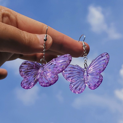 ZX Transparent Resin Butterfly Big Statement Drop σκουλαρίκια για γυναίκες κορίτσια Χαριτωμένα κρεμαστά σκουλαρίκια για ζώα Δώρα χονδρικής κοσμήματα