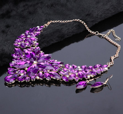 Aukštos kokybės Crystal Choker Statement karoliai auskarų papuošalų rinkinys Kalnų krištolas vestuvių dovanos moterims nuotakų išleistuvių vakarėlis