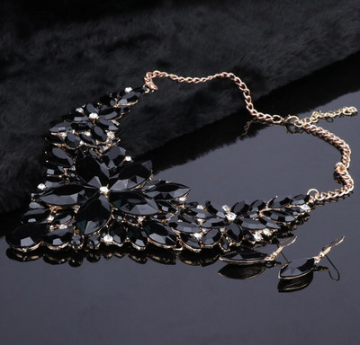 Aukštos kokybės Crystal Choker Statement karoliai auskarų papuošalų rinkinys Kalnų krištolas vestuvių dovanos moterims nuotakų išleistuvių vakarėlis