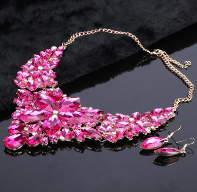 Aukštos kokybės Crystal Choker Statement karoliai auskarų papuošalų rinkinys Kalnų krištolas vestuvių dovanos moterims nuotakų išleistuvių vakarėlis