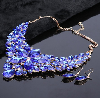 Aukštos kokybės Crystal Choker Statement karoliai auskarų papuošalų rinkinys Kalnų krištolas vestuvių dovanos moterims nuotakų išleistuvių vakarėlis