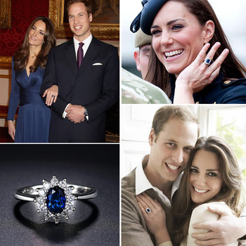 ZHOUYANG Princess Kate Blue Gem Created Μπλε Κρυστάλλινο Ασημί Χρώμα Γαμήλιο δαχτυλίδι Κρυστάλλινο Δαχτυλίδι Επώνυμα κοσμήματα για γυναίκες ZYR076