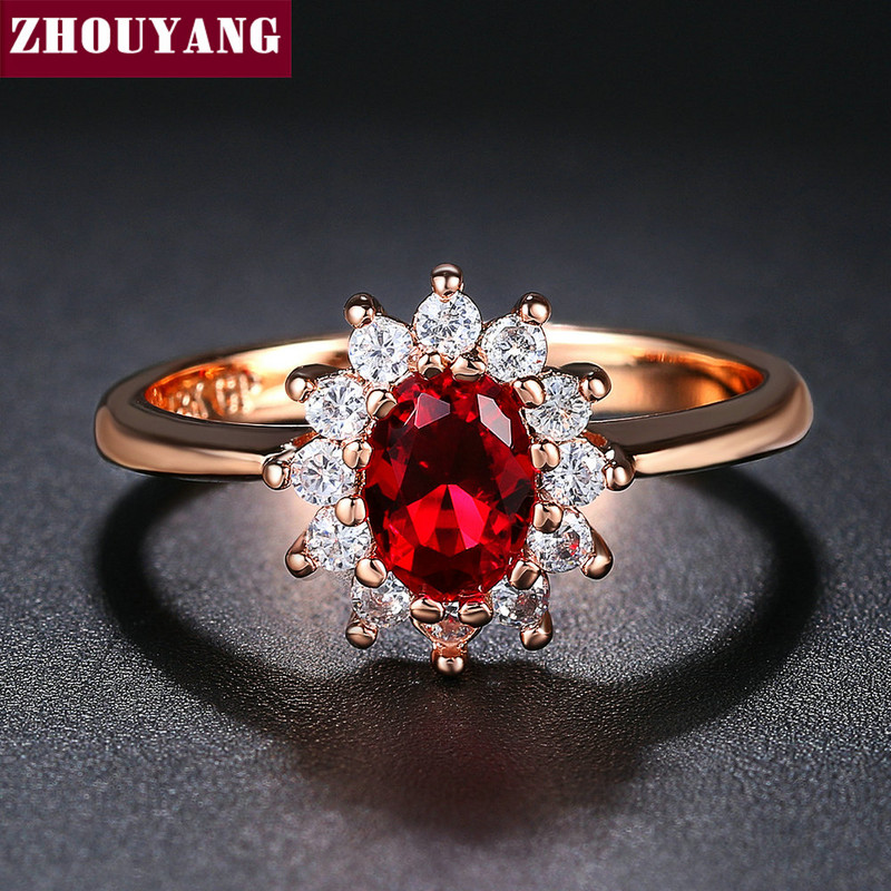 ZHOUYANG Printesa Kate Blue Gem Creat Blue Crystal Inel de nunta cu cristale de culoare argintie Bijuterii de marca pentru femei ZYR076